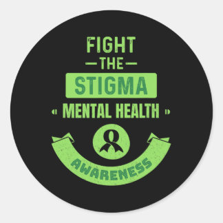 Green Ribbon Mental Health Awareness Mental Health Classic Round Sticker