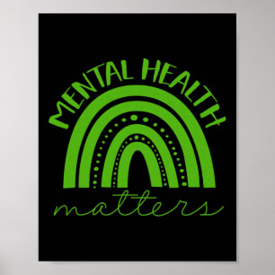 Green Ribbon Mental Health Awareness Problems Poster