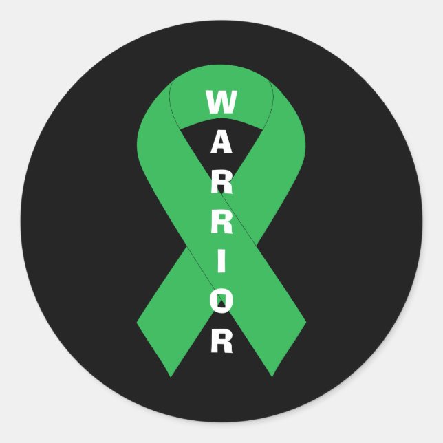 Green Ribbon Mental Health Awareness Warrior Classic Round Sticker (Front)
