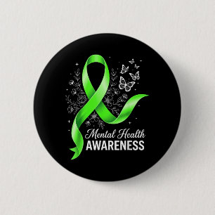 Green Ribbon Motivational Mental Health Awareness 2 Inch Round Button