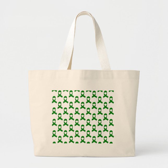 Green Ribbon Pattern Large Tote Bag (Front)