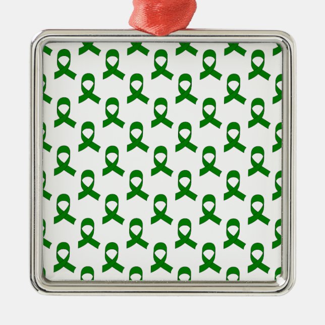 Green Ribbon Pattern Metal Ornament (Front)