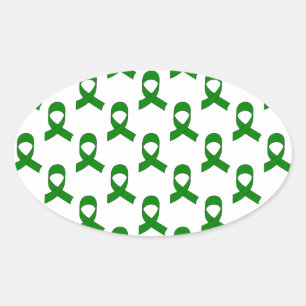 Green Ribbon Pattern Oval Sticker