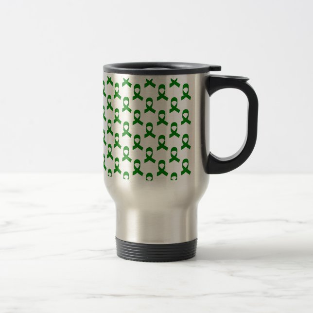 Green Ribbon Pattern Travel Mug (Right)
