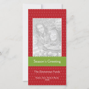 Green ribbon red custom Christmas holiday greeting Card