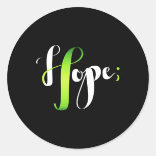 Green Ribbon Semicolon - Mental Health Awareness Classic Round Sticker