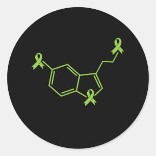 Green Ribbon Serotonin - Mental Health Awareness Classic Round Sticker