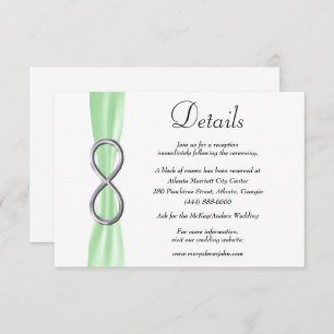 Green Ribbon Silver Infinity Wedding Details Enclosure Card