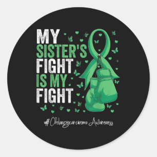 Green Ribbon Sister Cholangiocarcinoma Awareness  Classic Round Sticker