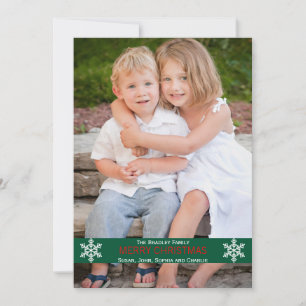 Green Ribbon Snowflake Christmas Card