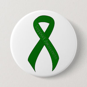 Green Ribbon Support Awareness 3 Inch Round Button