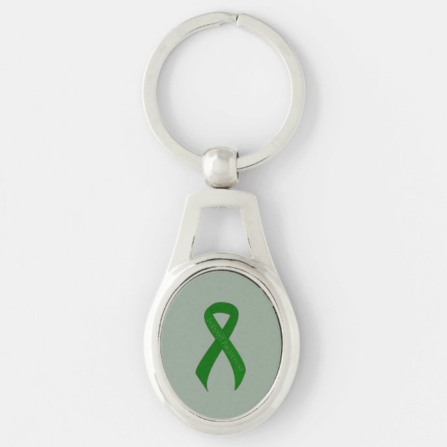 Green Ribbon Support Awareness Keychain (Front)