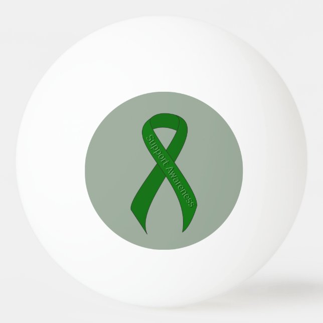 Green Ribbon Support Awareness Ping Pong Ball (Front)