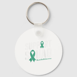 Green Ribbon Support Squad For Mental Health Aware Keychain