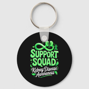 Green ribbon support squad kidney disease awarenes keychain