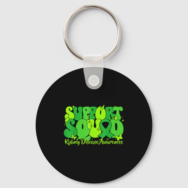 Green ribbon support squad kidney disease awarenes keychain (Front)