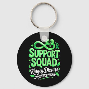Green Ribbon Support Squad Kidney Disease Keychain