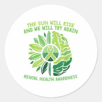 Green Ribbon Warrior &amp; Supporters - Mental Hea Classic Round Sticker