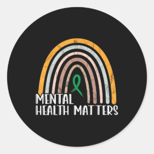 Green Ribbon Warrior &amp; Supporters - Mental Hea Classic Round Sticker