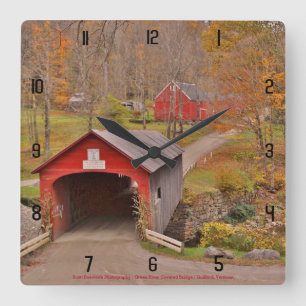 Green River Covered Bridge - Vermont Square Wall Clock