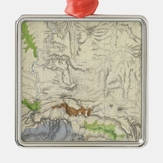 Green River from the Union Pacific Rail Road Map Metal Ornament (Front)