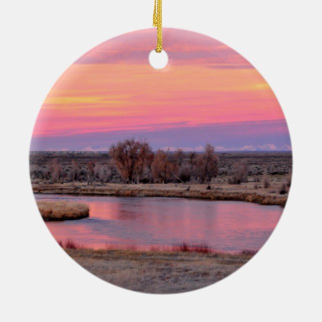Green River Sunset Wyoming Ceramic Ornament (Back)