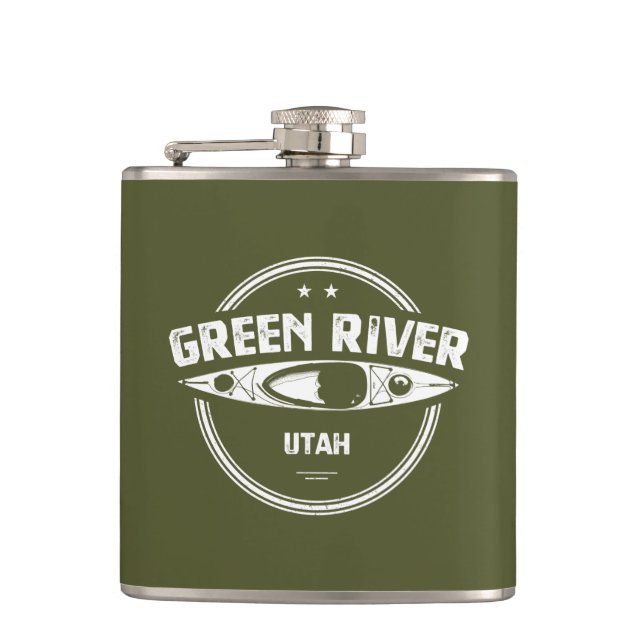 Green River Utah Kayaking Hip Flask (Front)