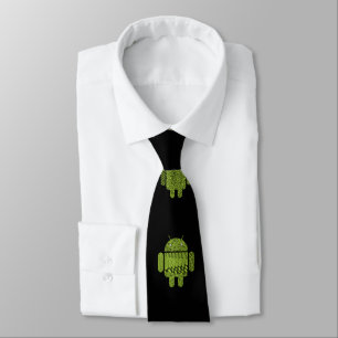 Green Robot Computer Gamer Nerd Tie
