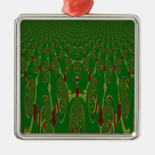 Green Robots Metal Ornament