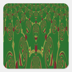 Green Robots Square Sticker