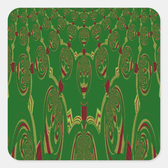 Green Robots Square Sticker (Front)