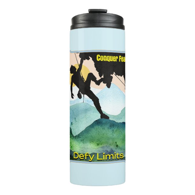 Green Rock Climbing Nature Lover Mountain Climbing Thermal Tumbler (Front)