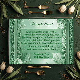 Green Rococo Garden Grand Baroque Opulence Wedding Thank You Card