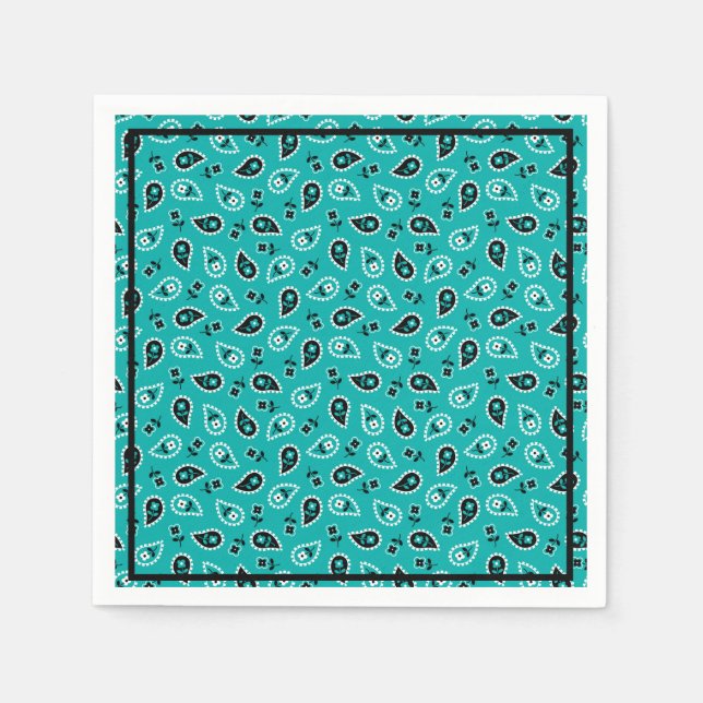 Green Rodeo Bandana Print Birthday Party Napkins (Front)