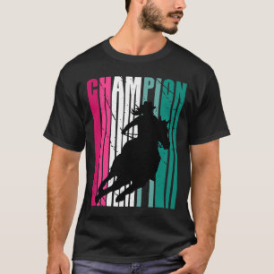 Green Rodeo Champion Cowgirl on Horse Barrel Racin T-Shirt