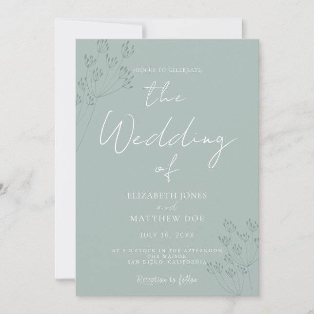 Green Romantic Greenery Wedding Invitation (Front)