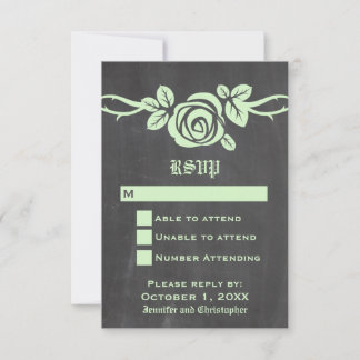 Green Rose Chalkboard Response Card