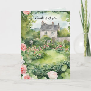 Green Rose Country Thinking of You Thank You Card
