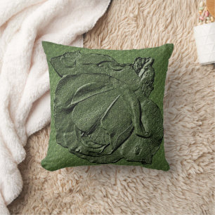 Green Rose Floral Art Throw Pillow
