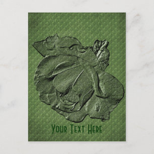 Green Rose Floral Customizable Postcard