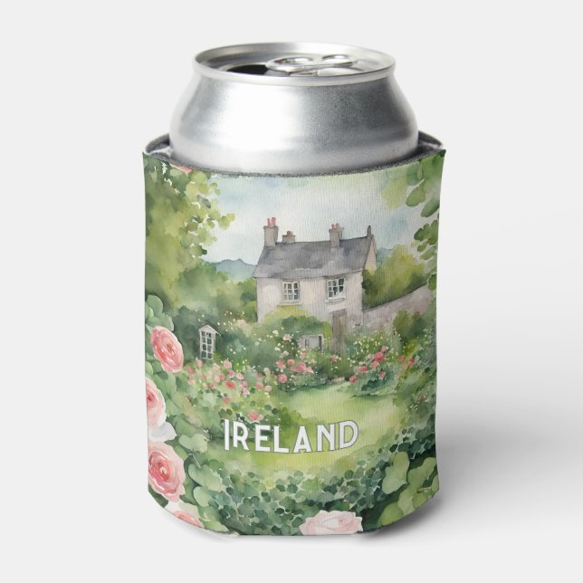 Green Rose Ireland Landscape Can Cooler (Can Front)