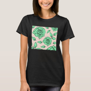 Green Roses Flower Modern Floral Love Aesthetics P T-Shirt