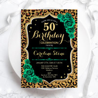 Green Roses Leopard Print 50th Birthday