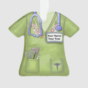 green Roses Nurse medical scrubs ornament, Ornament