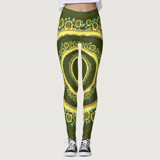 Green roses pattern cute Leggings