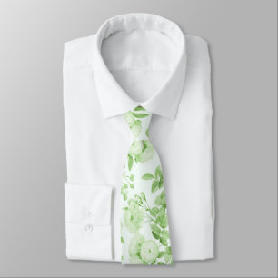 Green Roses Vintage Botanical Garden Tie