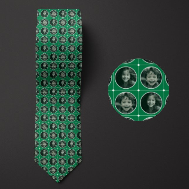 Green Round 2-Photo Pattern Tie (Creator Uploaded)