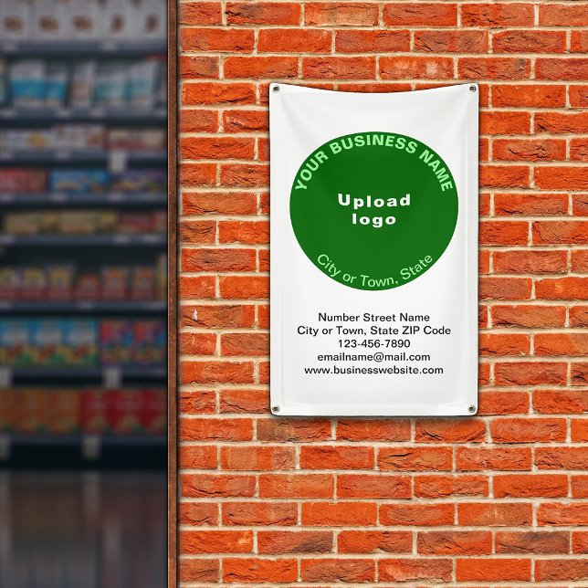 Green Round Business Brand on Portrait Banner (Banner with your business brand in green round shape)