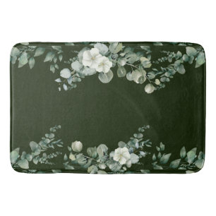 Green round eucalyptus leaves greenery  bath mat