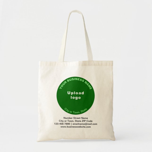 Green Round Shape Business Brand on Budget Tote Bag (Front)